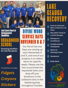Parish Service Day Collection Items (US Letter)